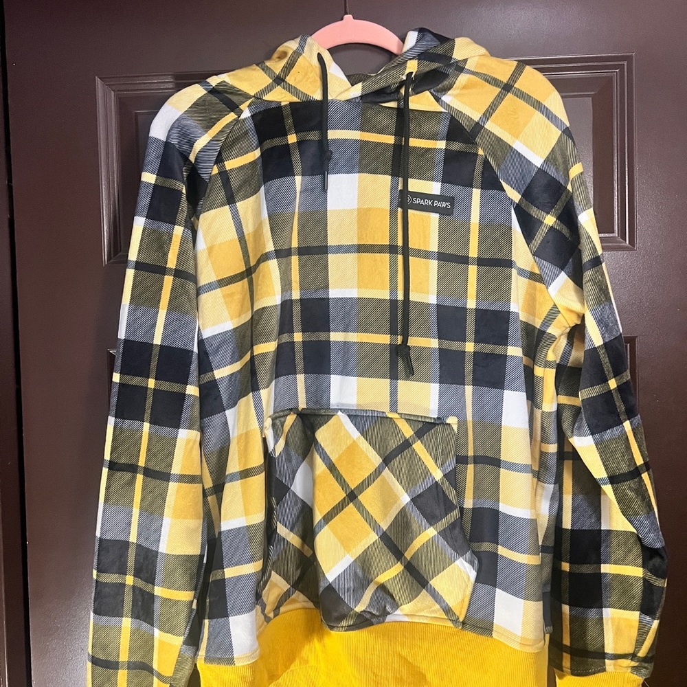 Yellow and Black Plaid Hoodie